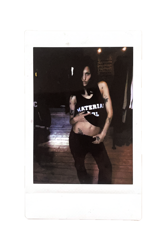 Gabriette in "material girl" tank top