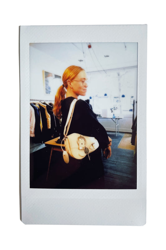 2009 Gaucho white leather saddle bag