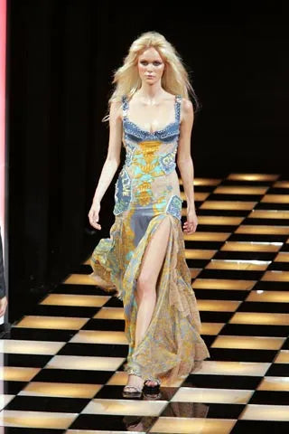 Vintage Versace S/S 2005 Couture Embellished Denim Dress