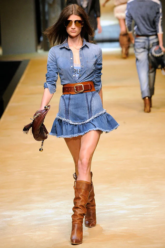 D&G S/S 2010 Runway Ruffle Denim Mini Skirt