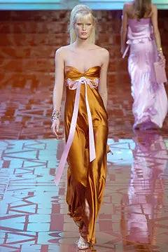 Vintage Valentino Silk S/S 2005 Look 61 Orange Bustier Gown