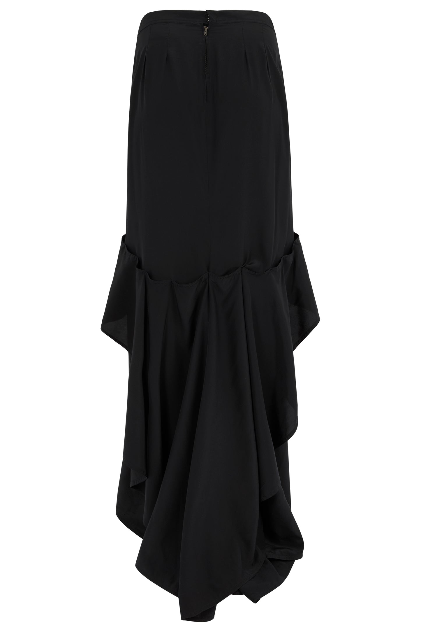 Vintage Yves Saint Laurent F/W 2003 Black Ruffled Silk Maxi Skirt