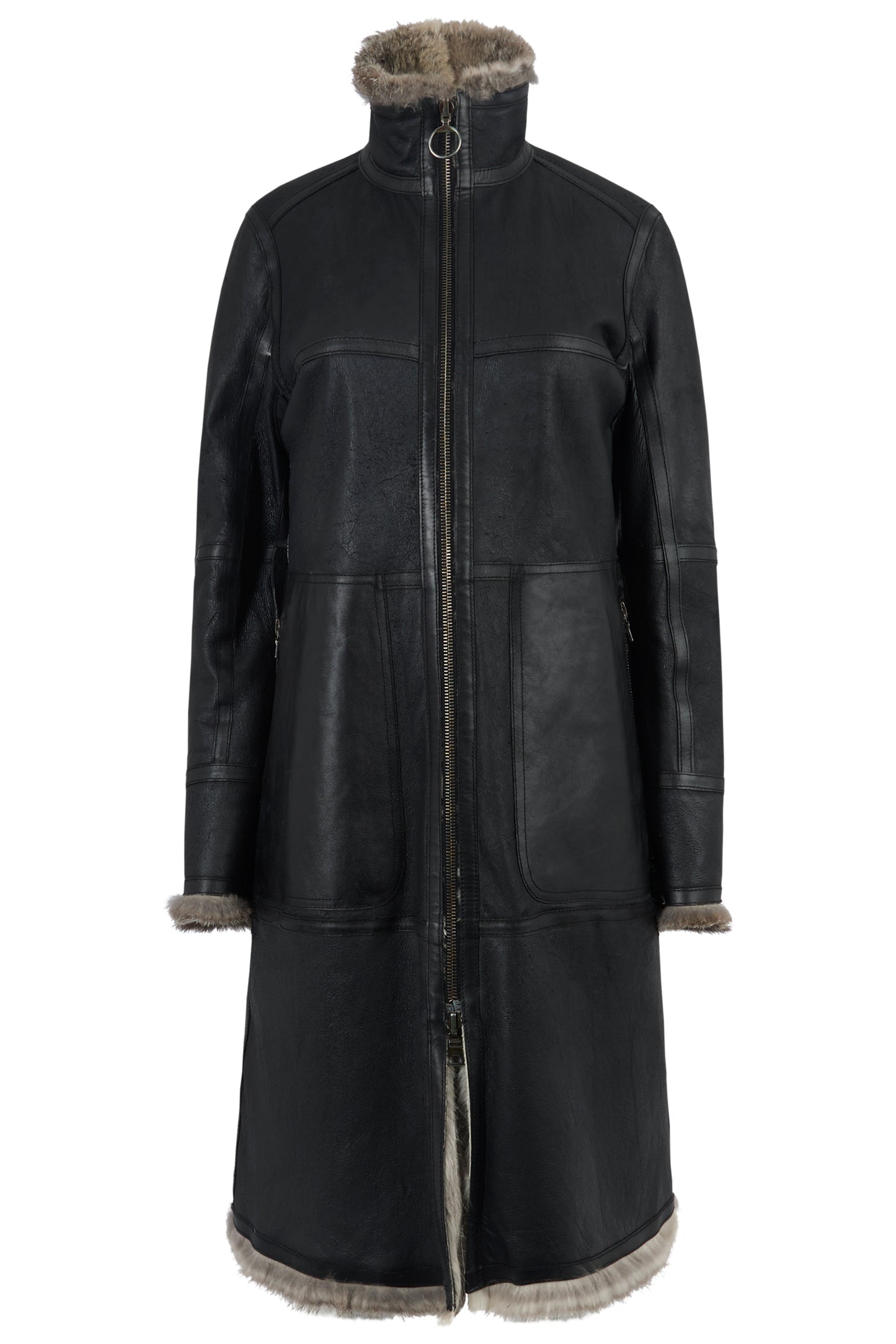 Vintage 1990's Prada Leather & Fur Reversible Coat