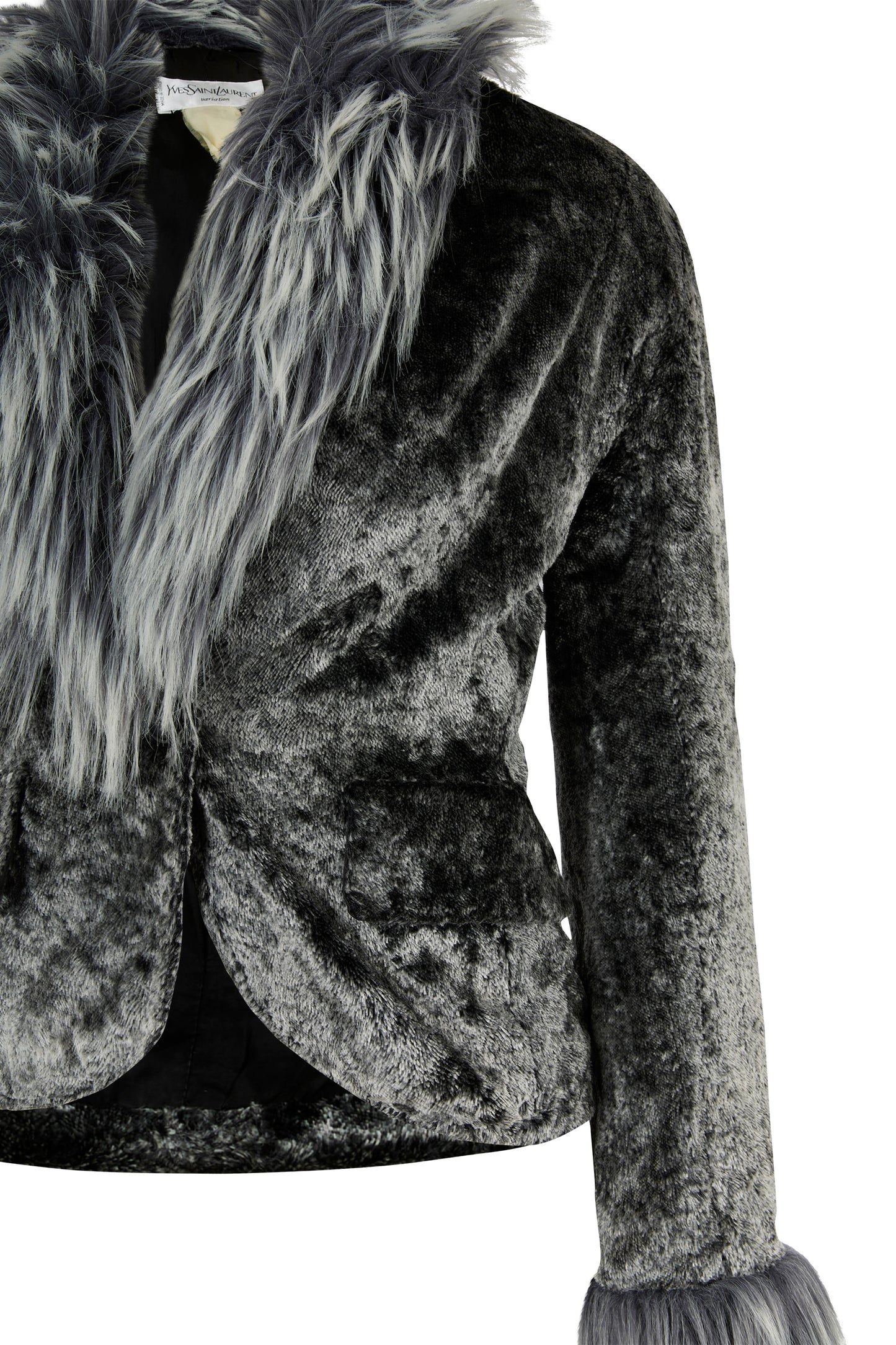 Vintage 1990's Yves Saint Laurent Plush Grey Blazer