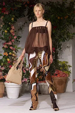 Vintage S/S 2002 Runway Brown Patchwork Leather Trousers