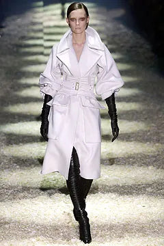 Vintage F/W 2003 Gucci Runway Black Wool Oversize Coat & Corset Belt