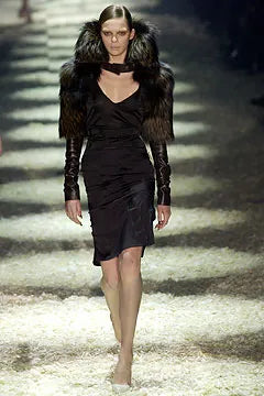 Vintage F/W 2003 Ruched Black Buckle Satin Skirt