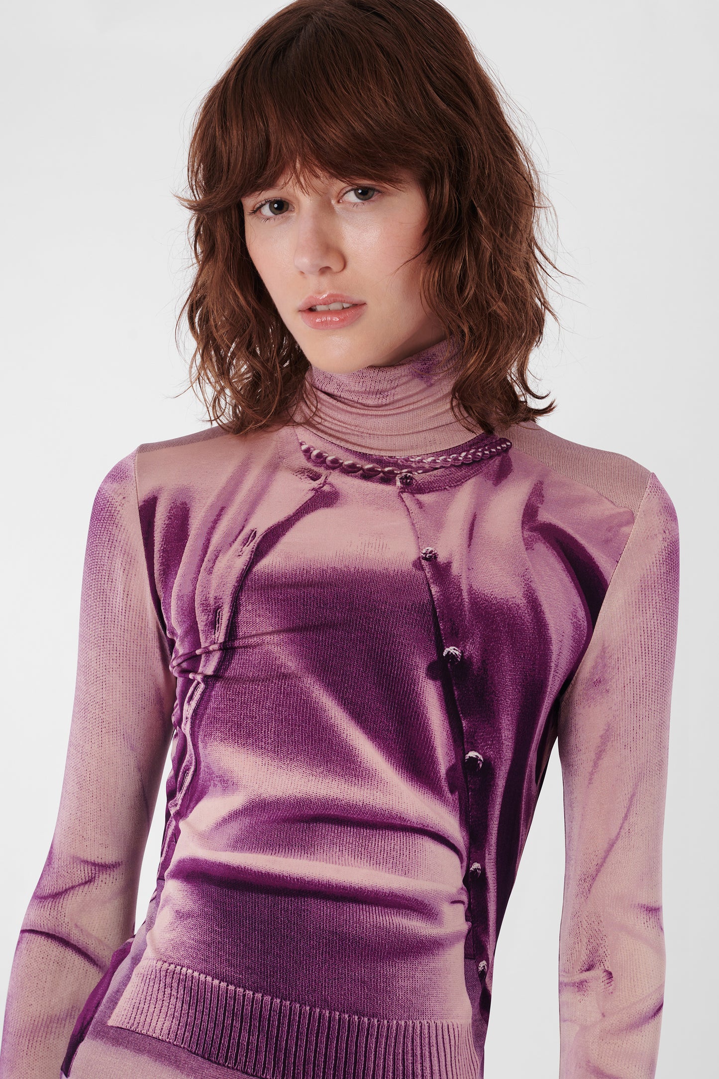 Vintage 2004 Trompe L'oeil Purple Turtleneck