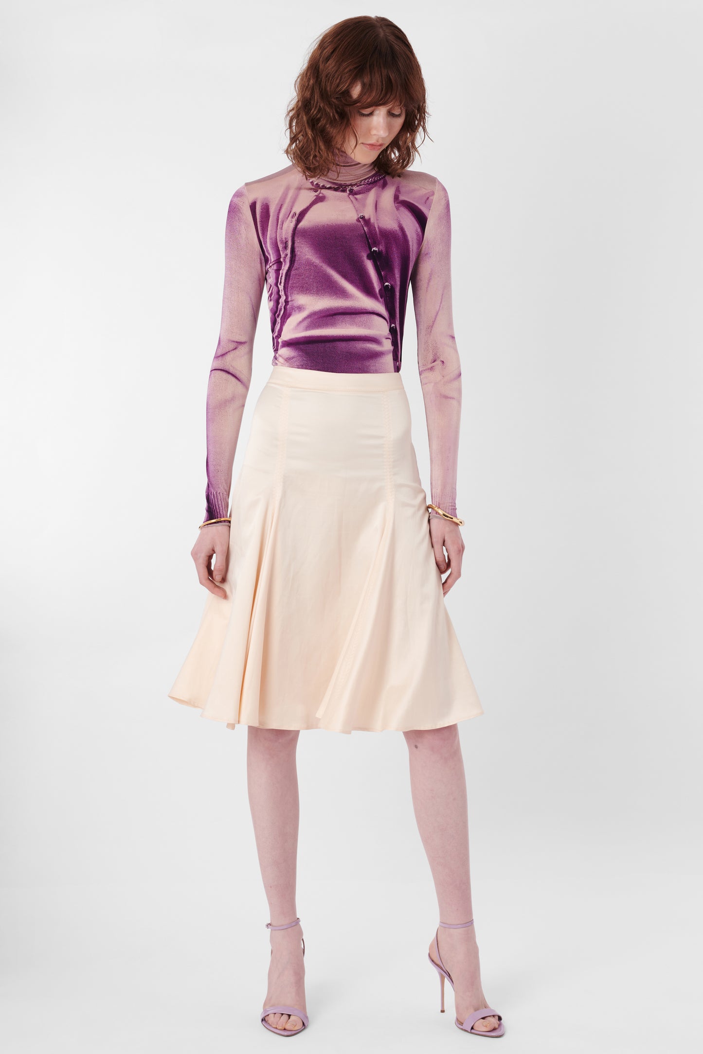 2007 Silk Midi Cream Skirt