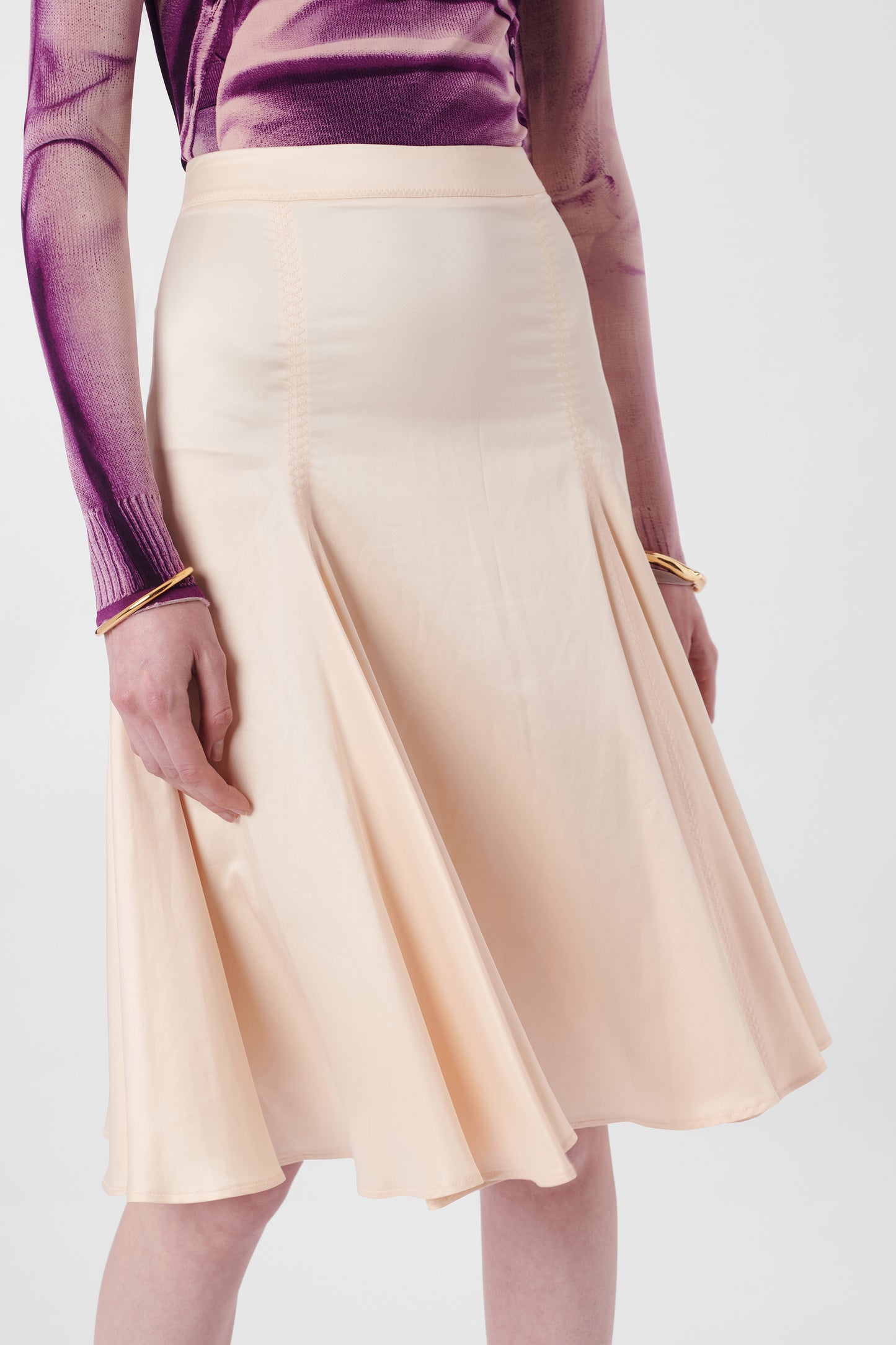 2007 Silk Midi Cream Skirt