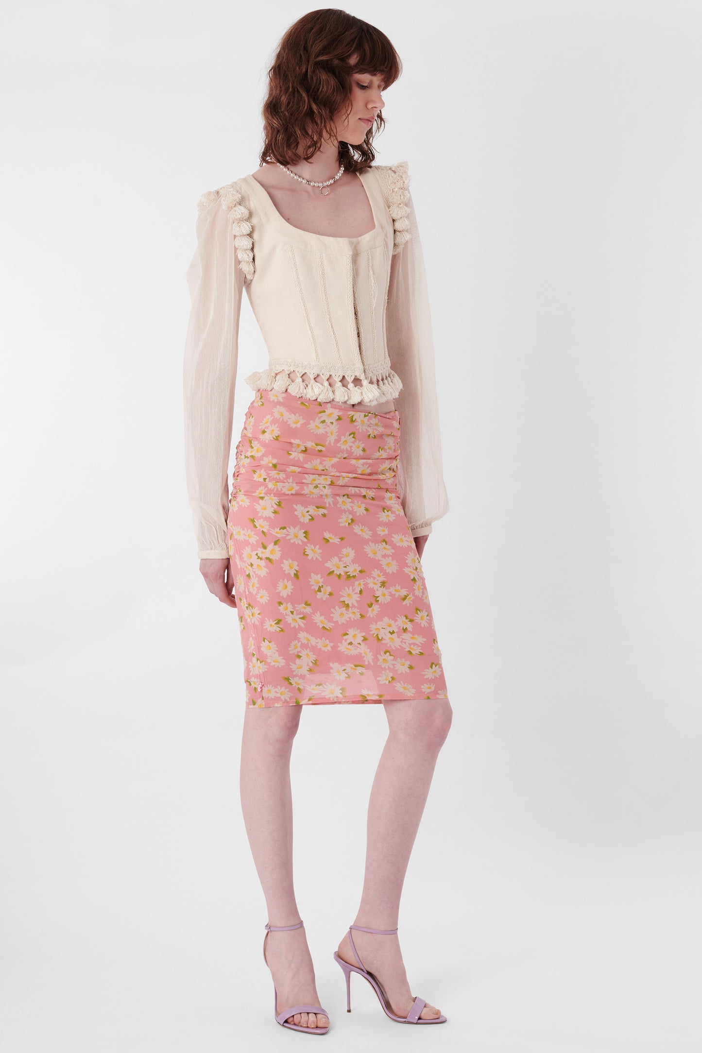 2000's Ruched Floral Skirt