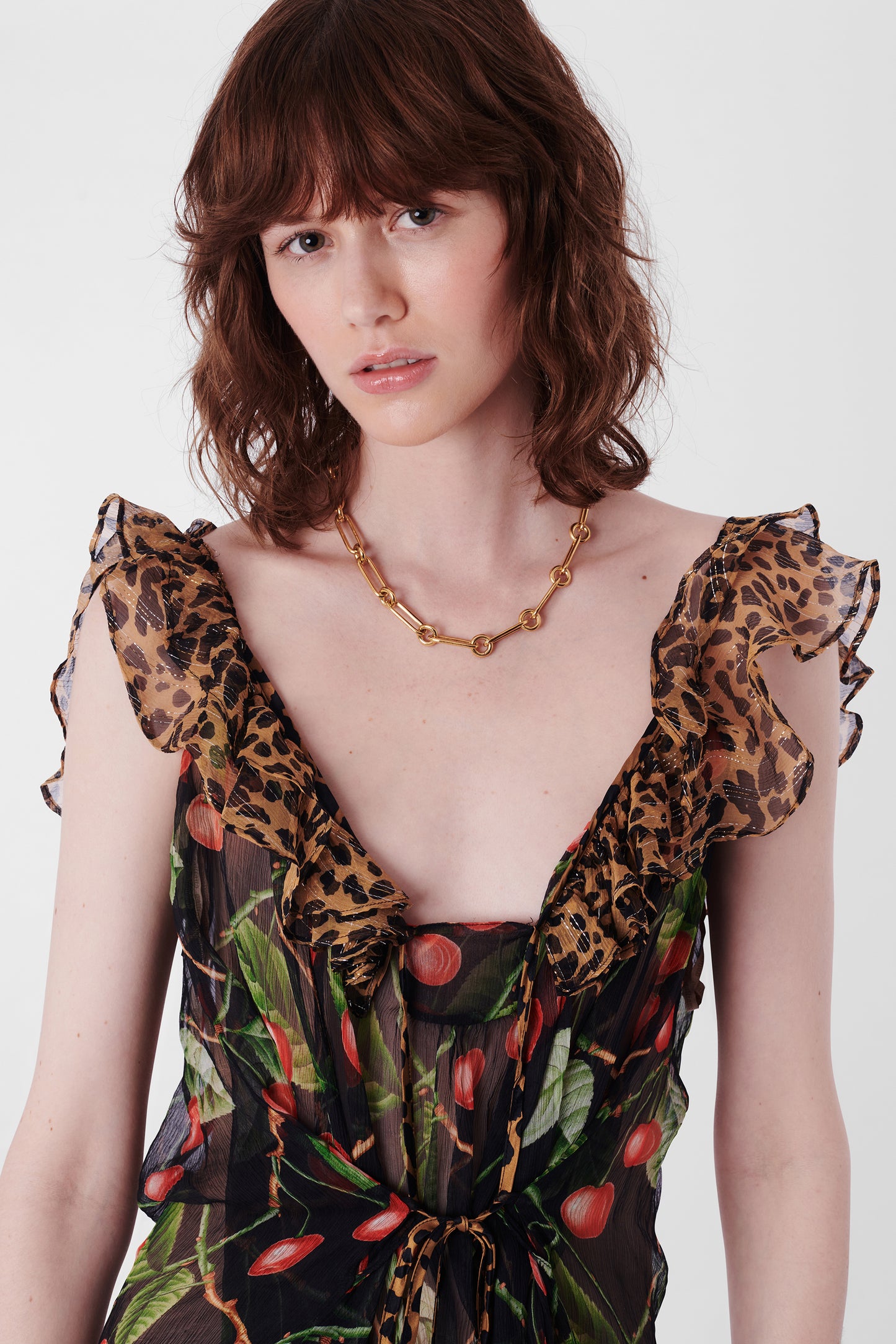 Vintage F/W 2003 Sheer Cherry Print Mini Dress.