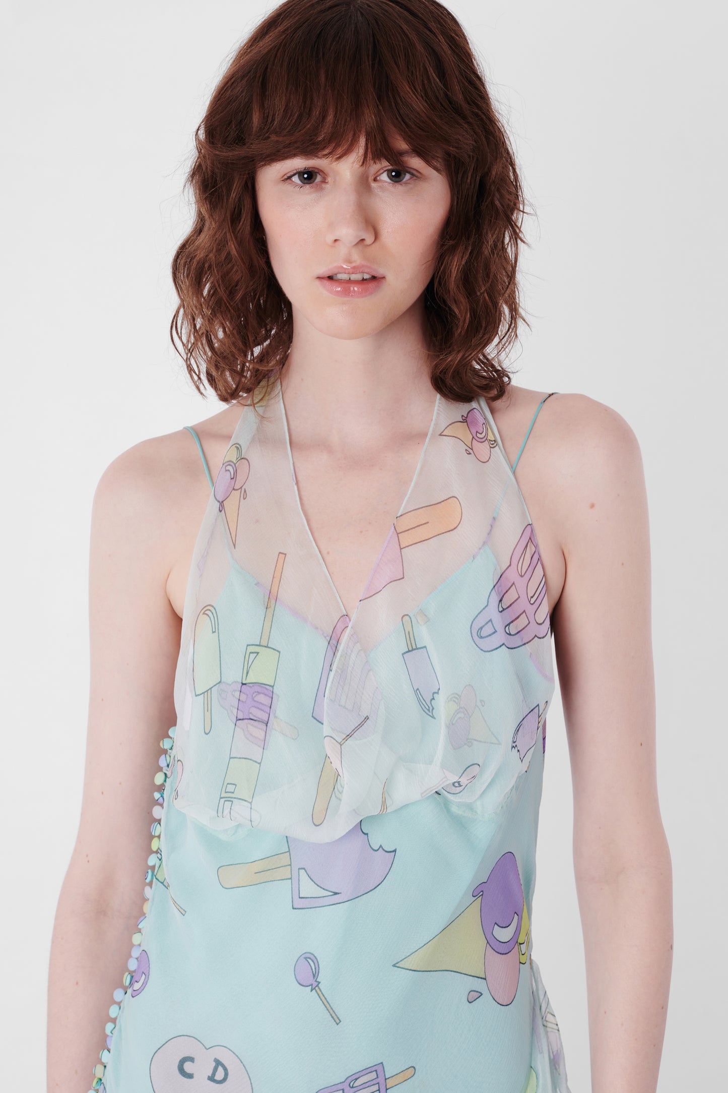 S/S 2005 Ice Cream Print Blue Ruffled Dress