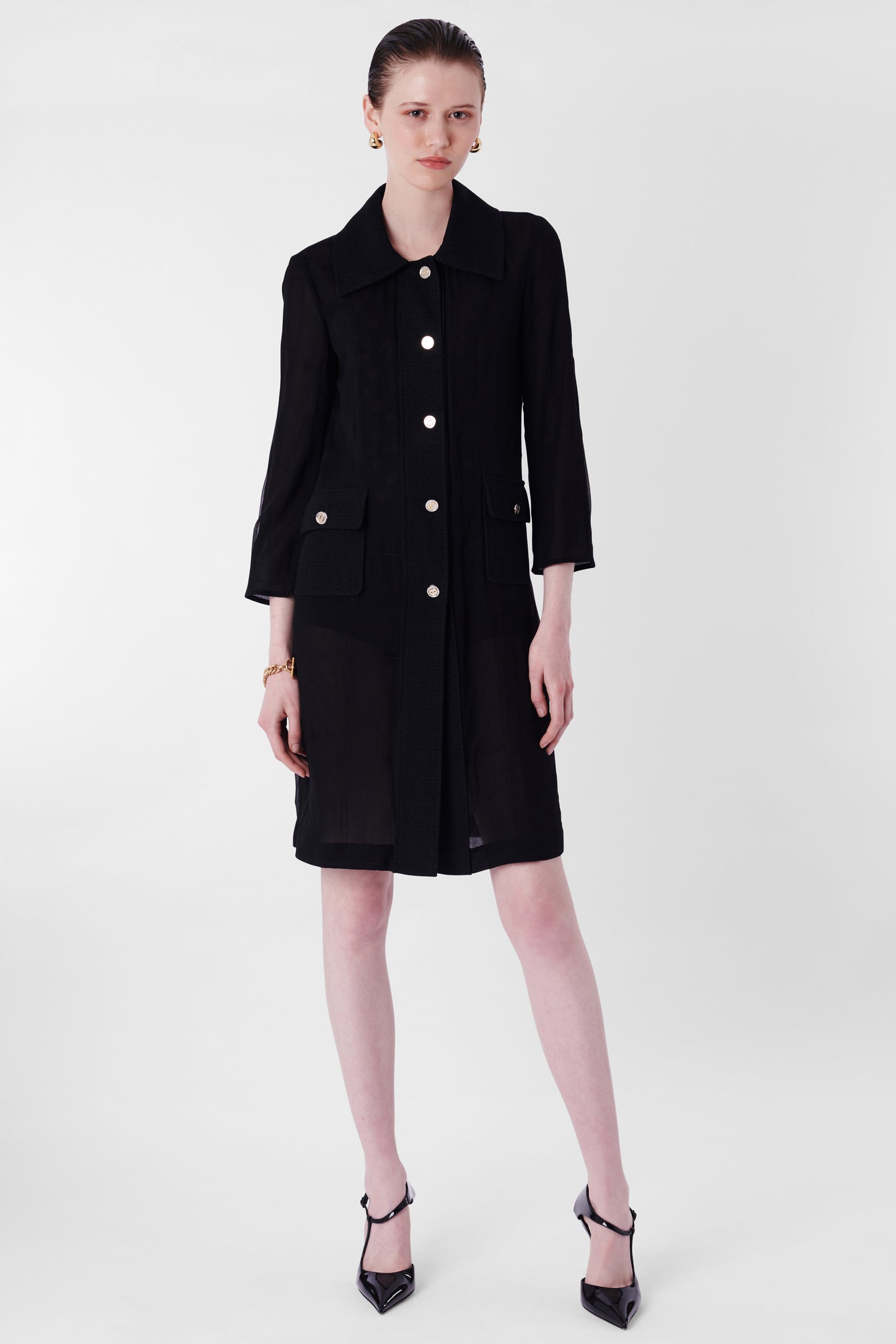 Vintage 2003 Black Silk Trench Coat