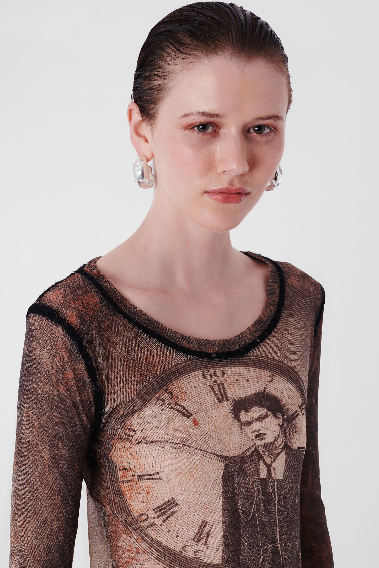 Vintage 2000's Clock Mesh Top