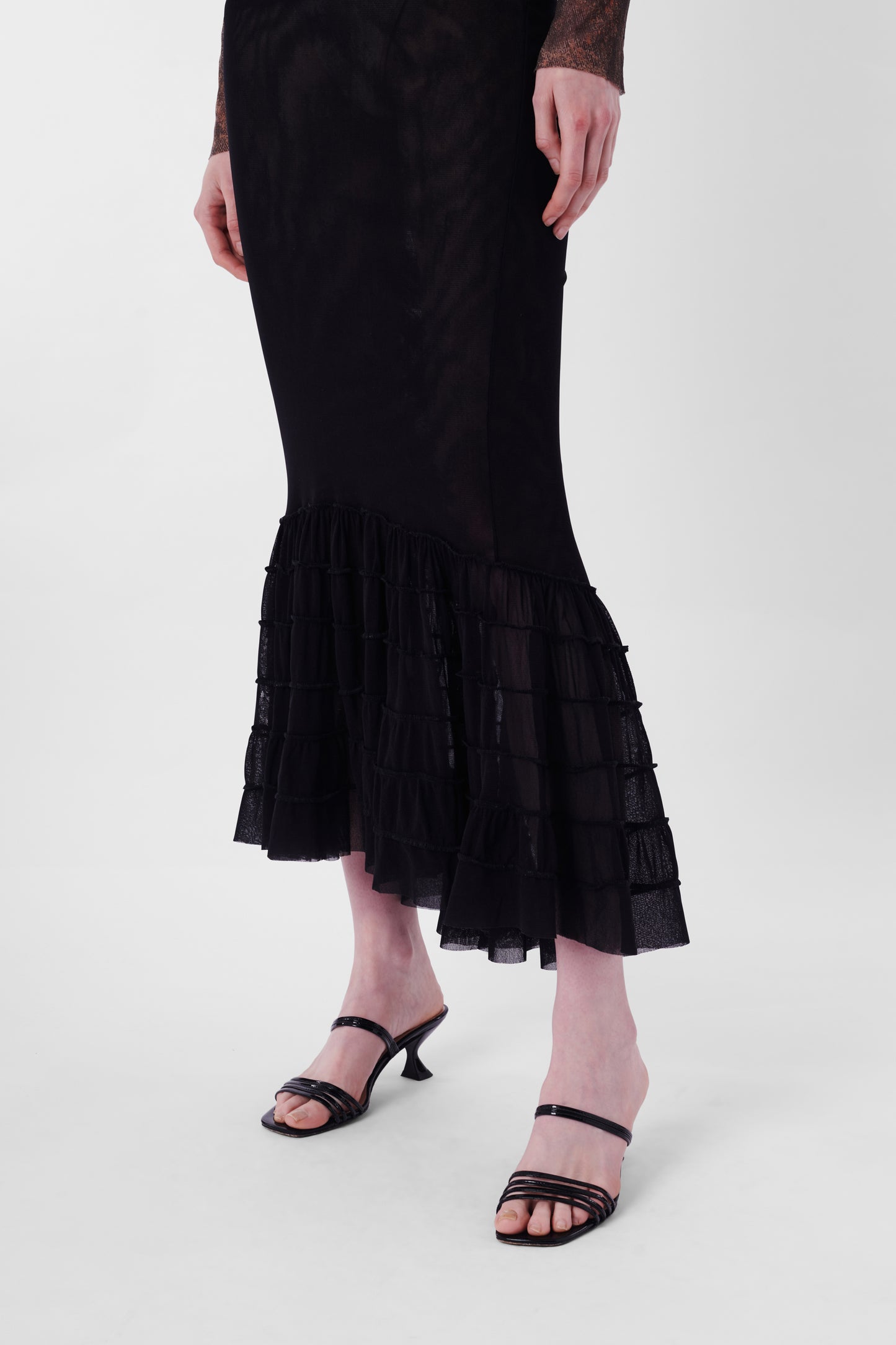 Vintage Black Mesh Maxi Skirt