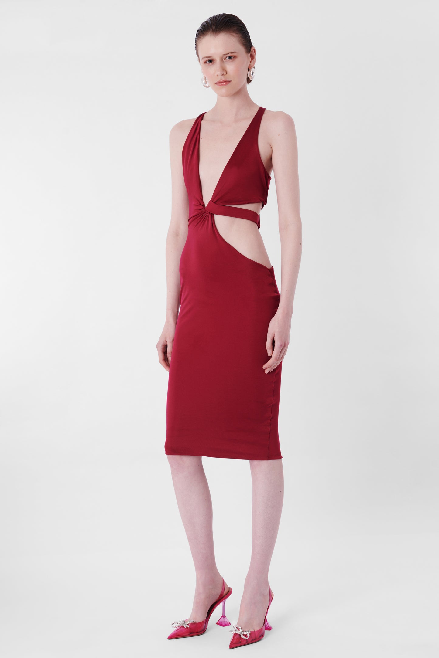 F/W 2004 Maroon Cutout Bodycon Dress
