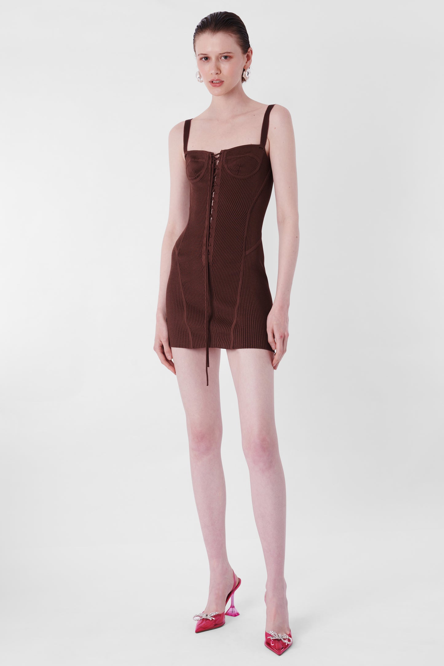 Vintage 1990's Brown knit Corset Dress