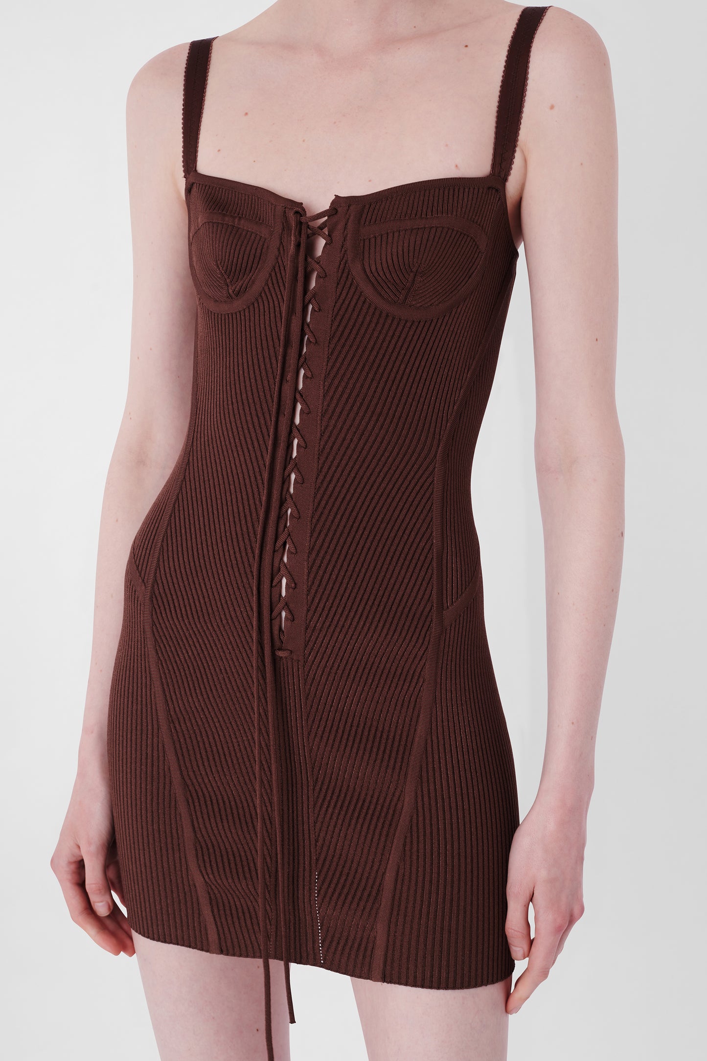 Vintage 1990's Brown knit Corset Dress