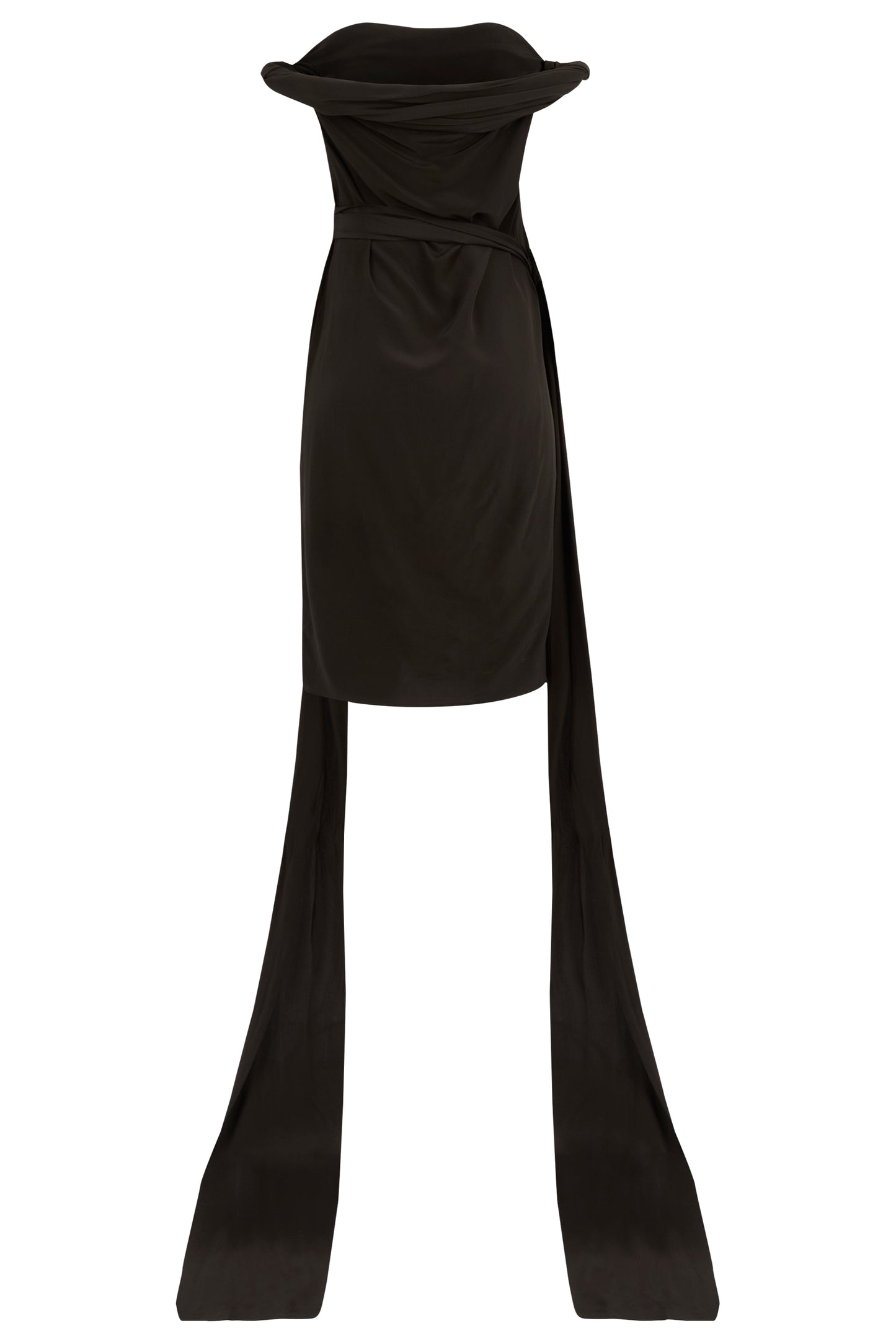 Vintage Yves Saint Laurent Brown Silk RTW 2002 Tie Up Dress