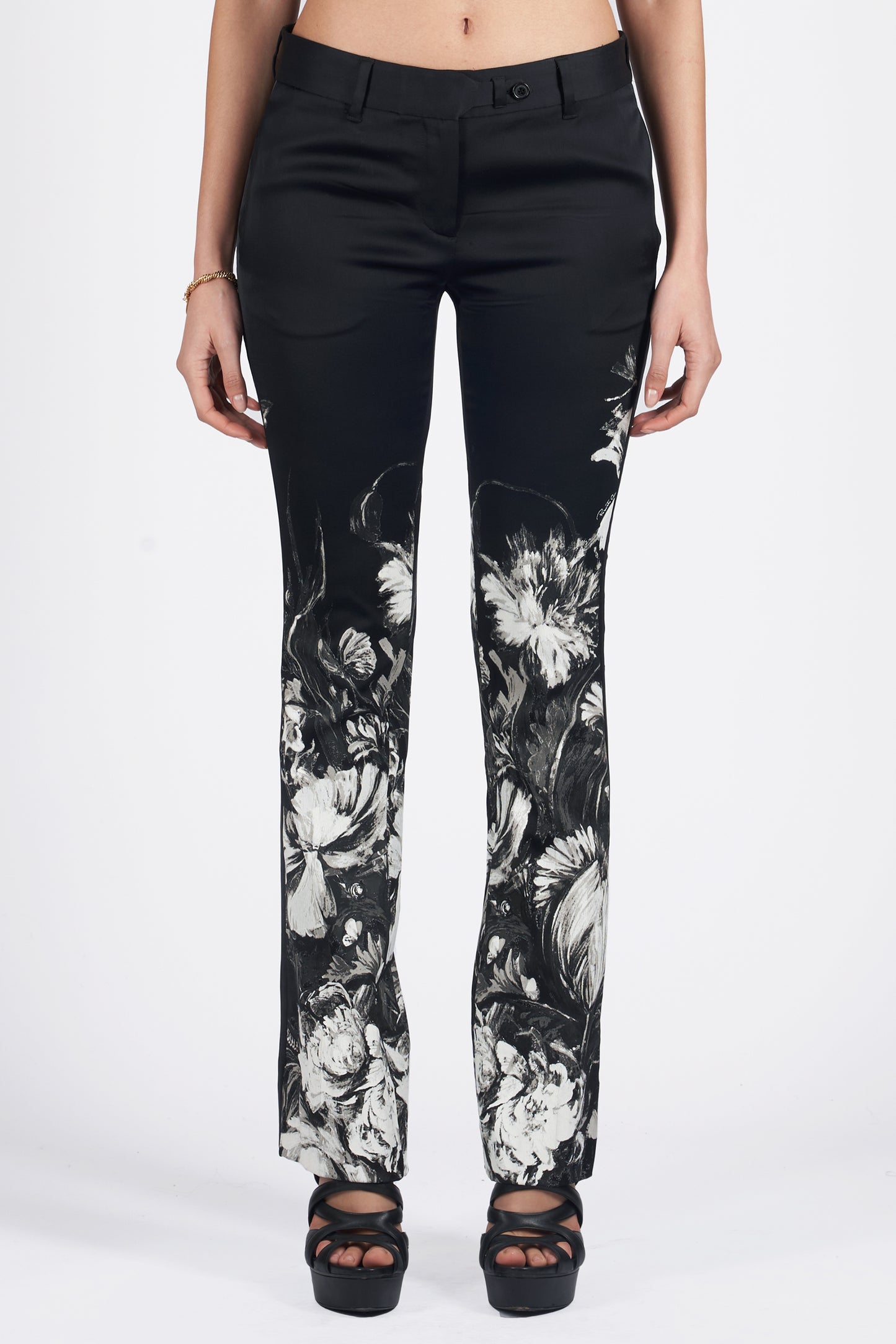Vintage 2000’s Black Floral Print Trousers