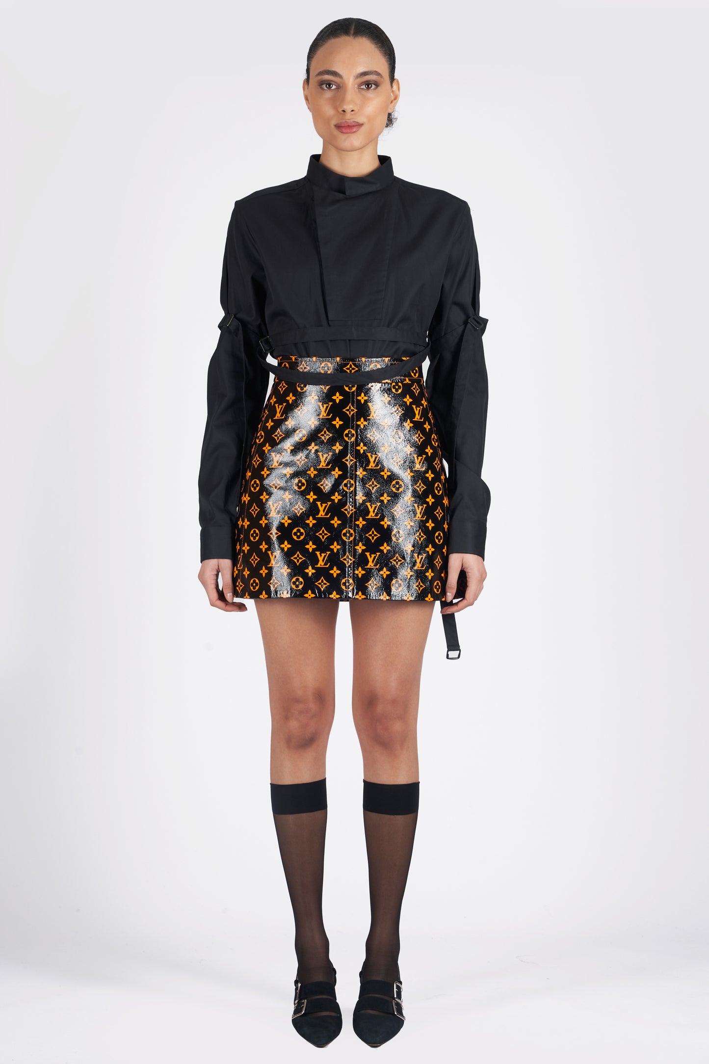 2020 Leather Printed Monogram Skirt