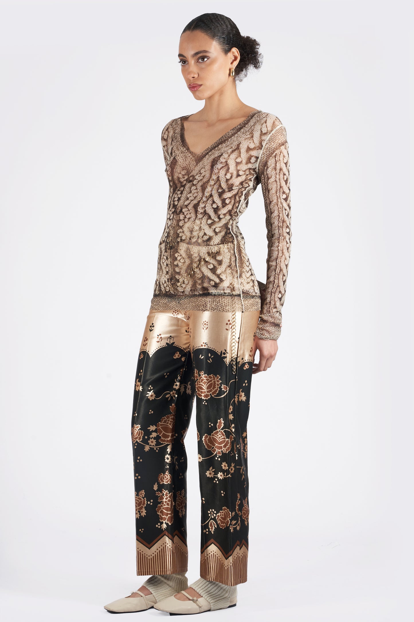 Vintage 2000’s V-neck Illusion Mesh Top