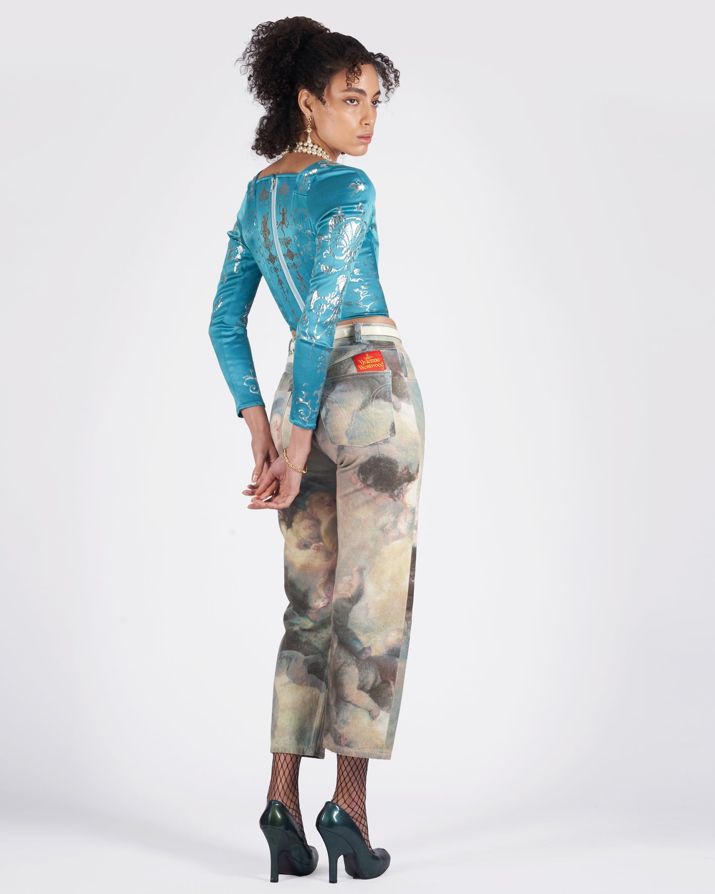 S/S 1992 Runway Salon Long Sleeve Turquoise 'Boulle' Corset