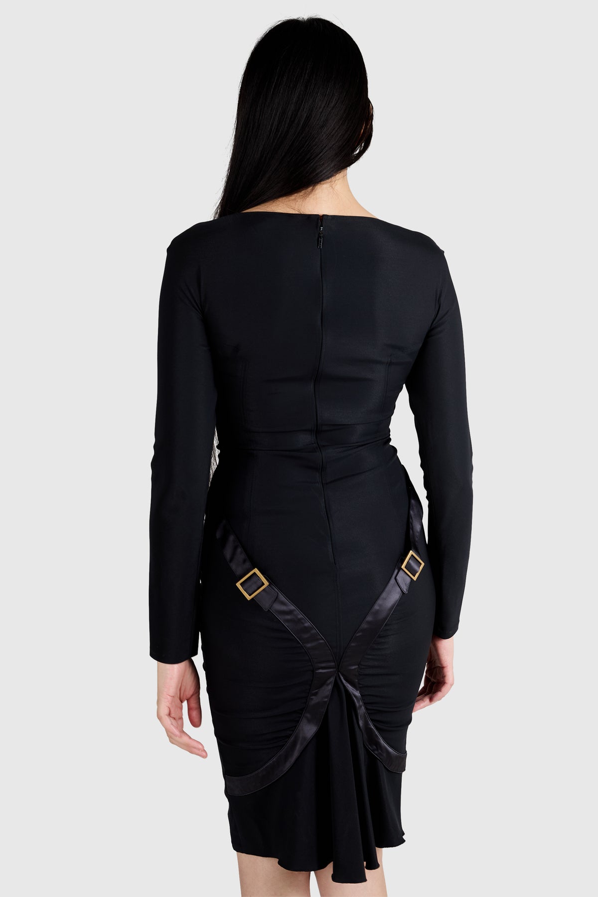 Vintage Gucci Black F/W 2003 Ruched Back Buckles Details