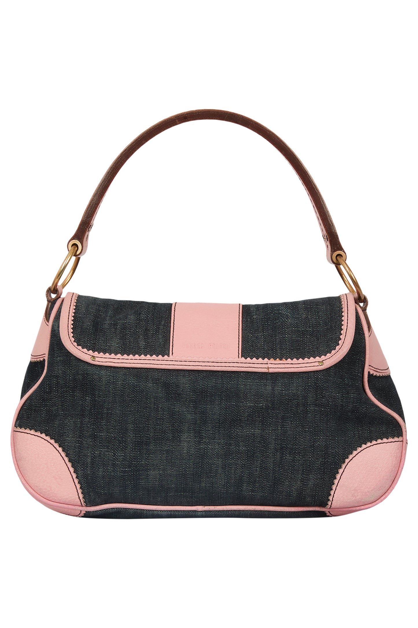 Vintage 2000's Miu Miu Denim Pink Hobo Shoulder Bag