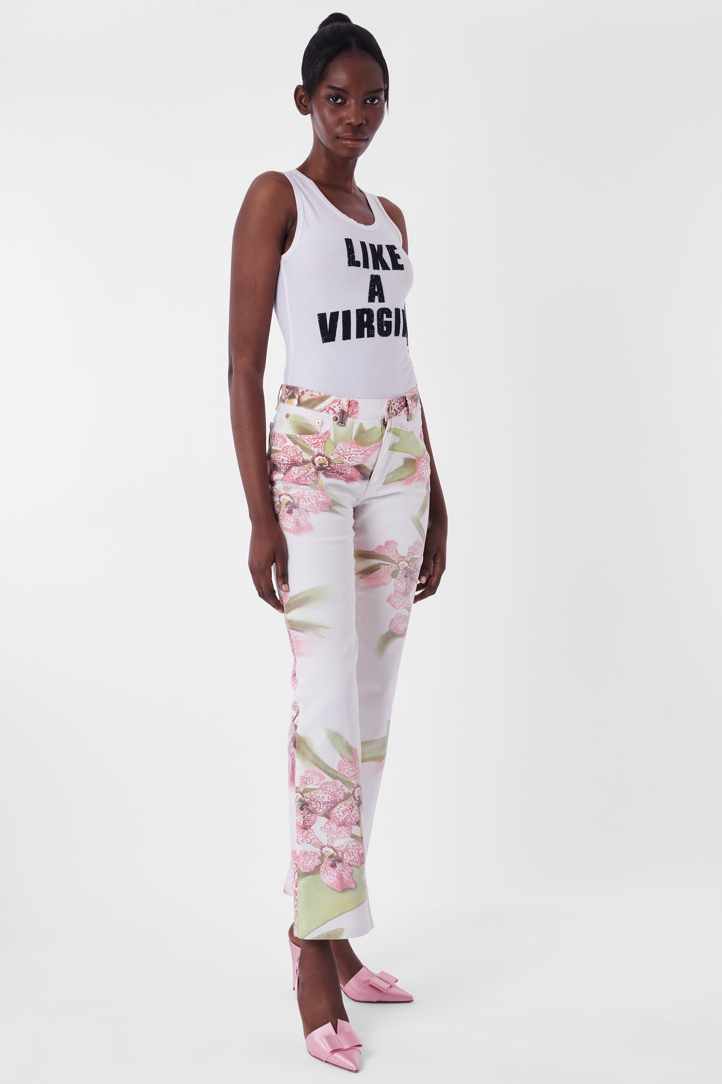 Vintage 2004 Floral White Jeans