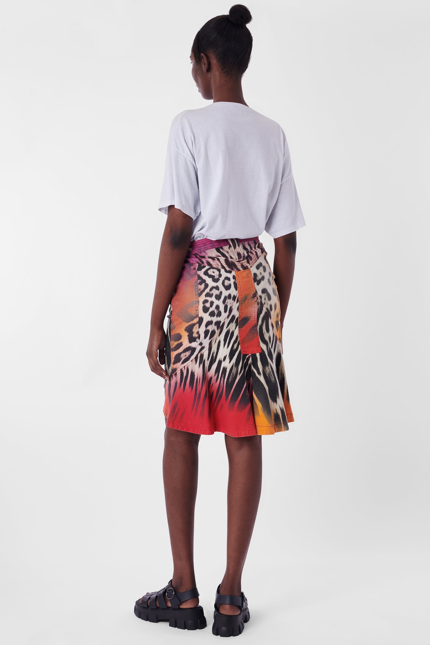 Vintage 2004 Animal Print Denim Skirt