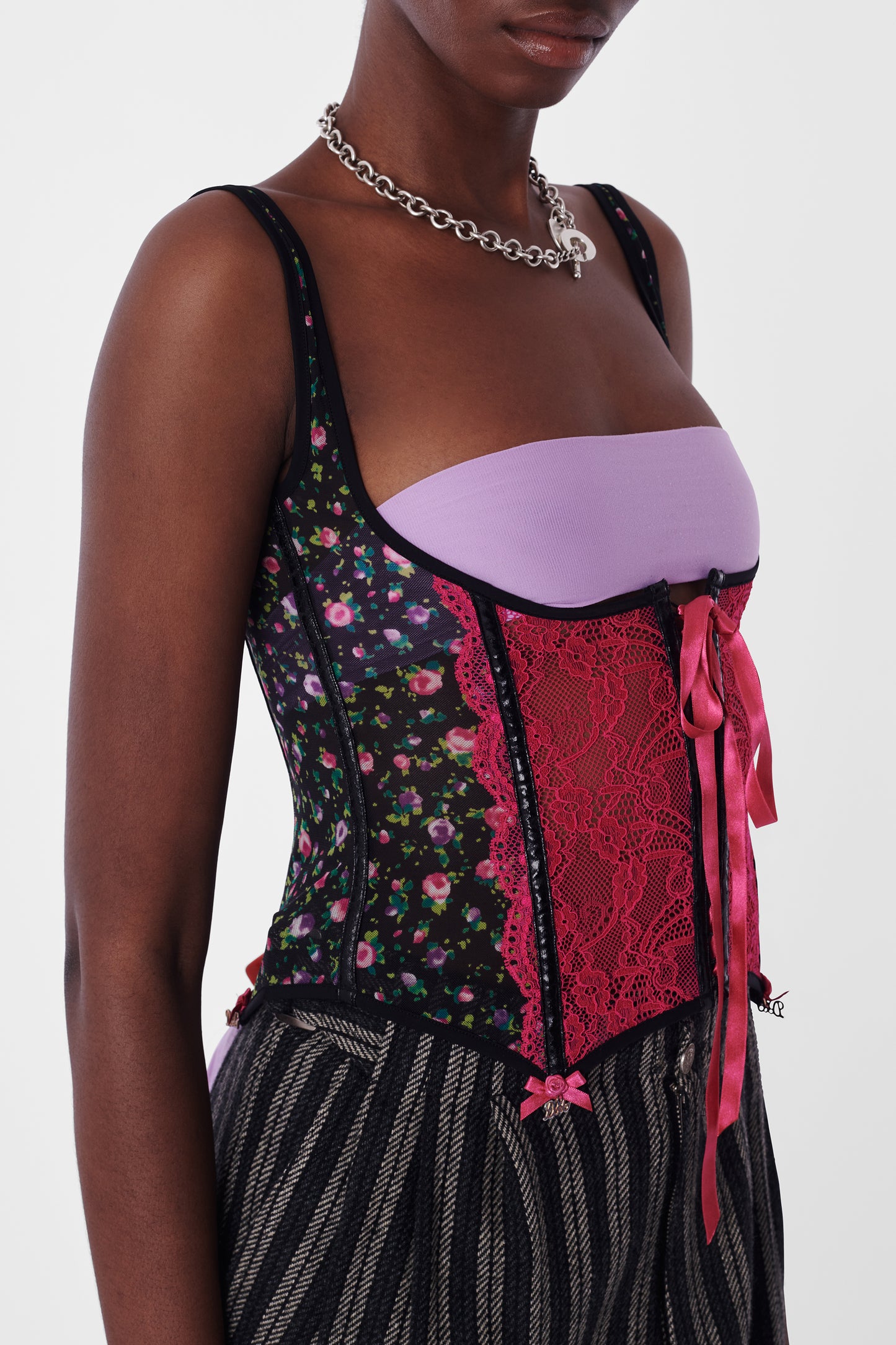 Vintage Floral Under bust Corset Tank Top