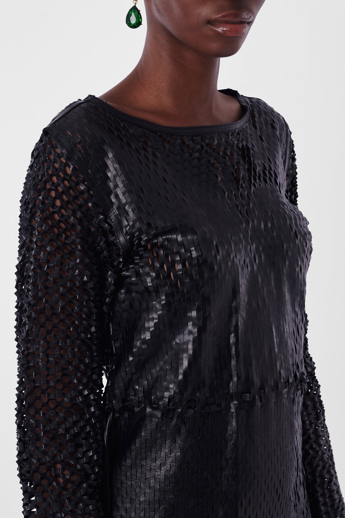 Laser Cut Mini Leather Dress.