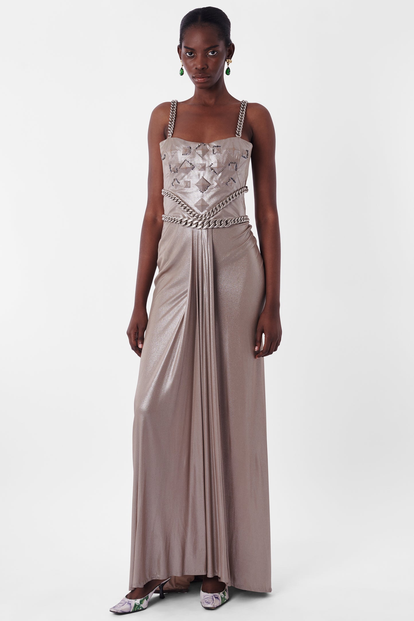 Vintage 1990's Silver Metallic Chain Gown