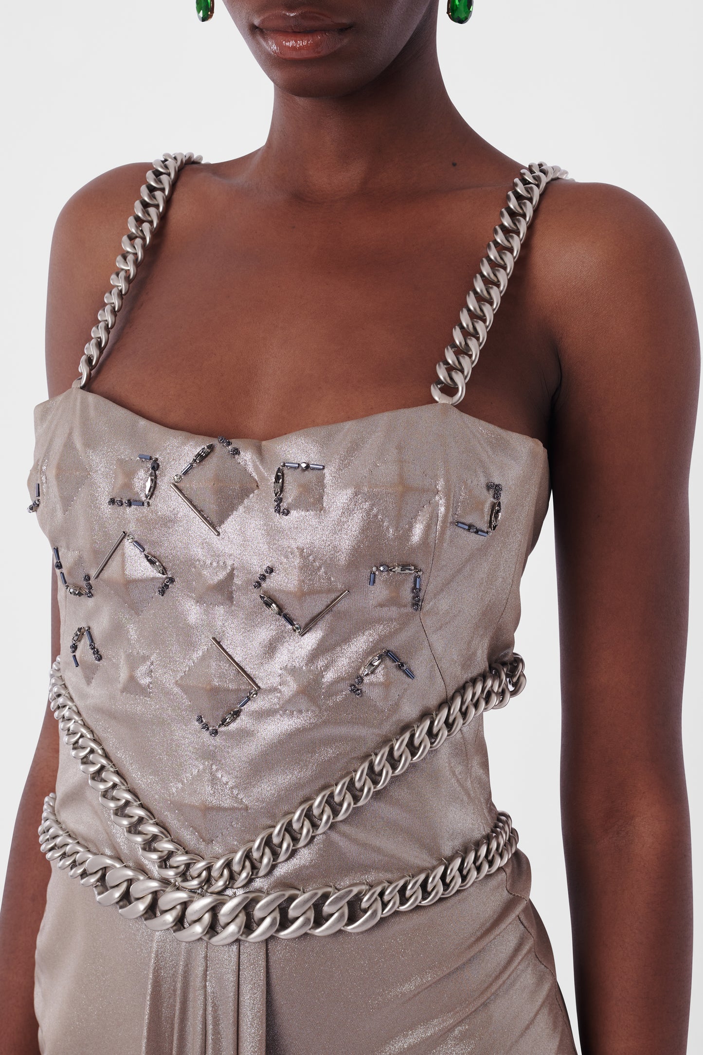 Vintage 1990's Silver Metallic Chain Gown