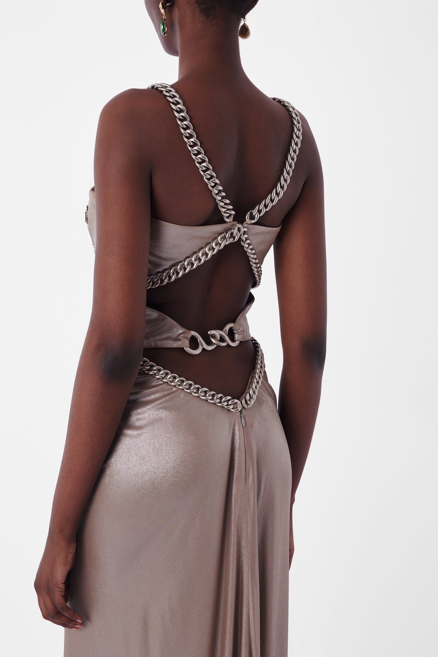 Vintage 1990's Silver Metallic Chain Gown