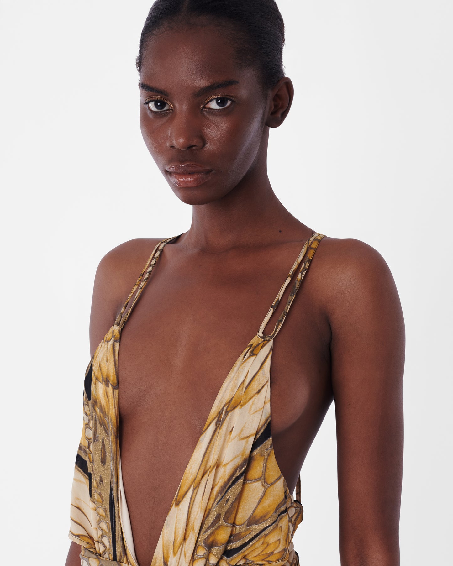 2006 Python Print Cutout Silk Gown