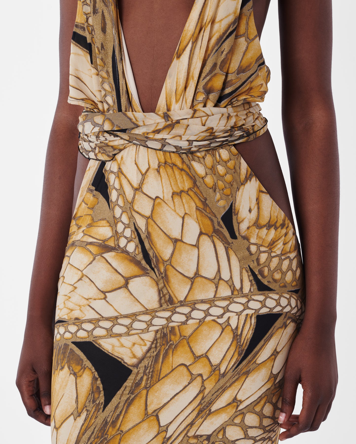 2006 Python Print Cutout Silk Gown
