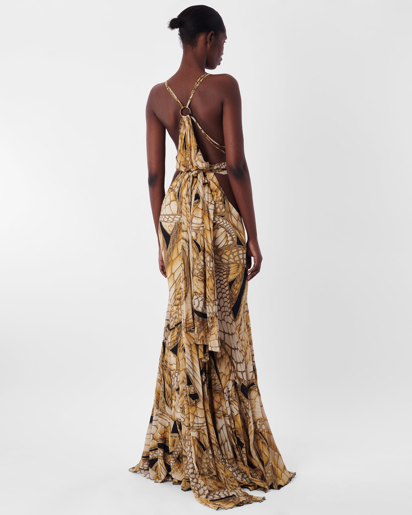 2006 Python Print Cutout Silk Gown