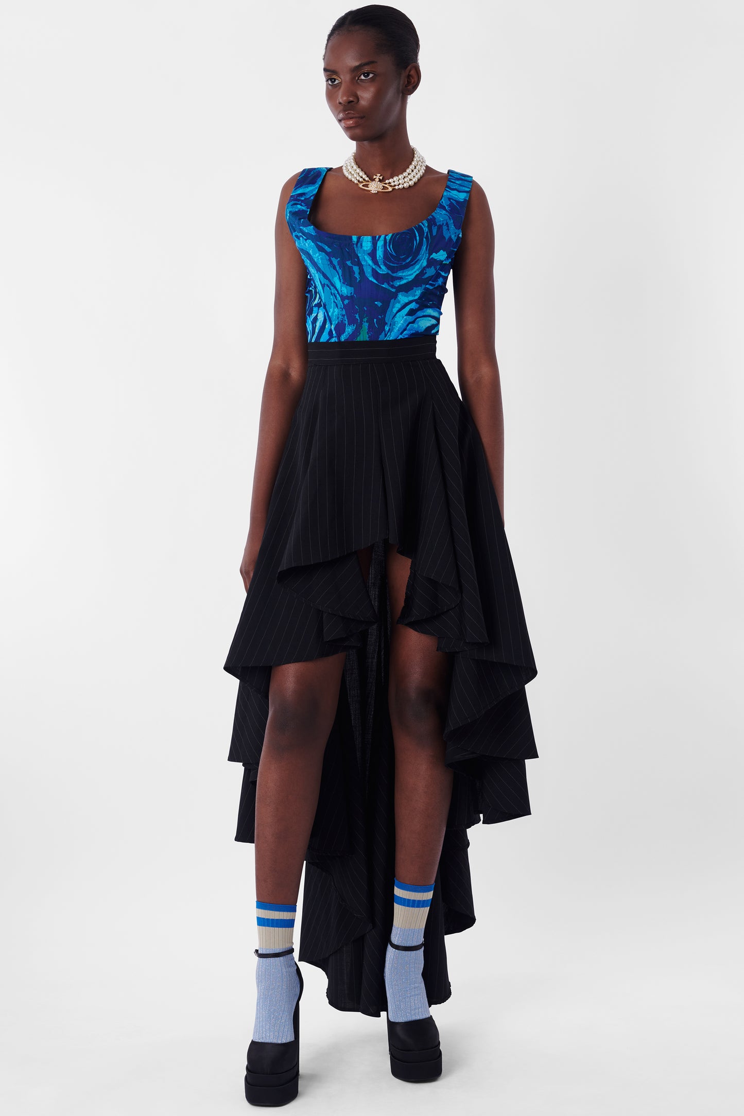 Vintage S/S 1993 Grand Hotel Asymmetric Pinstripe Skirt