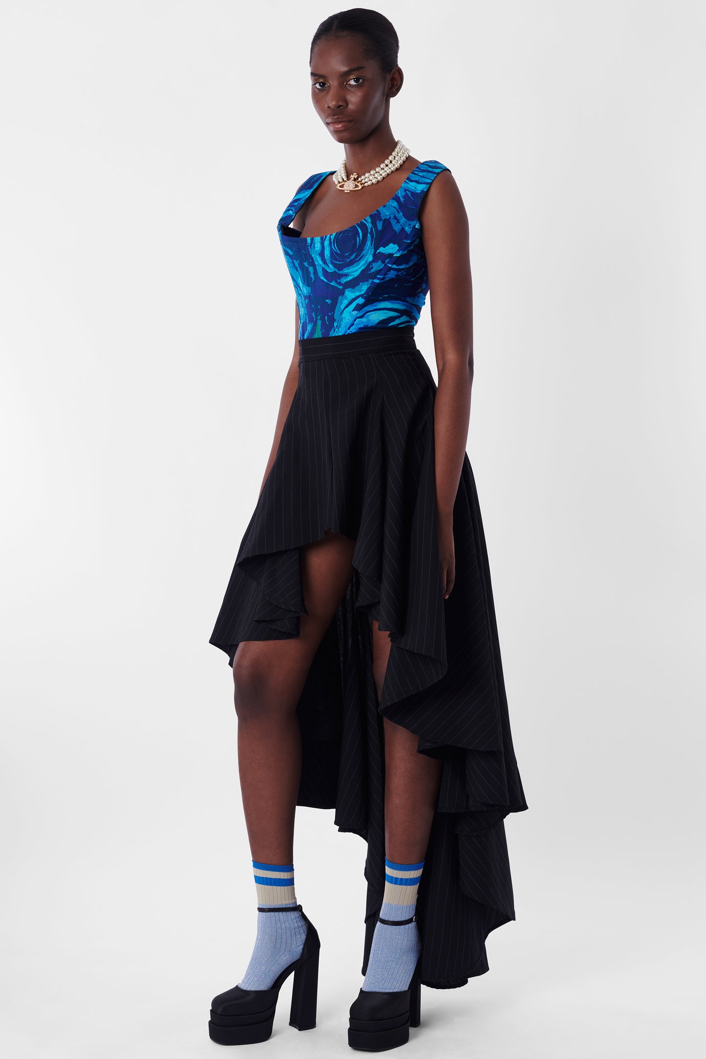 Vintage S/S 1993 Grand Hotel Asymmetric Pinstripe Skirt
