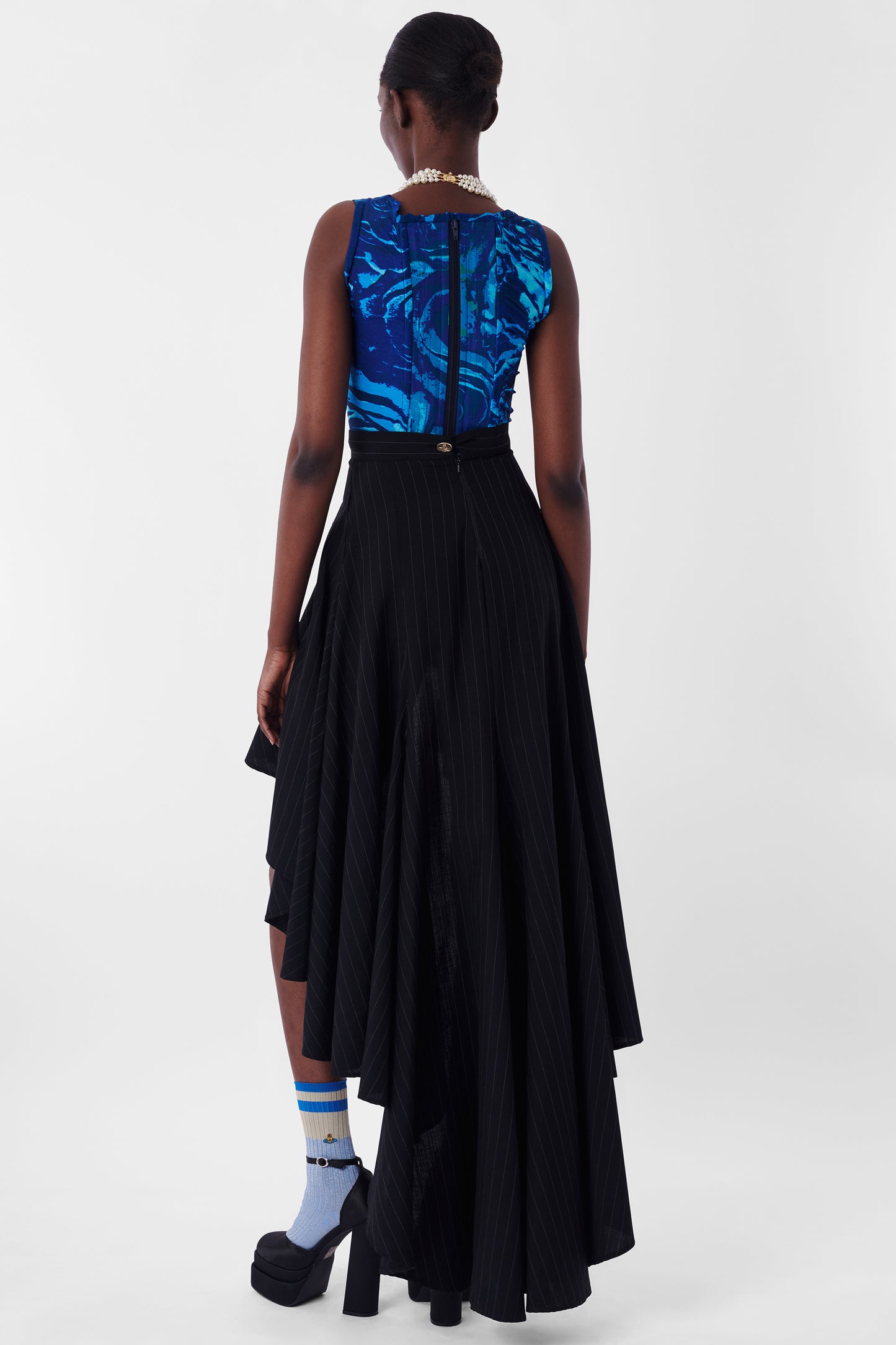 Vintage S/S 1993 Grand Hotel Asymmetric Pinstripe Skirt