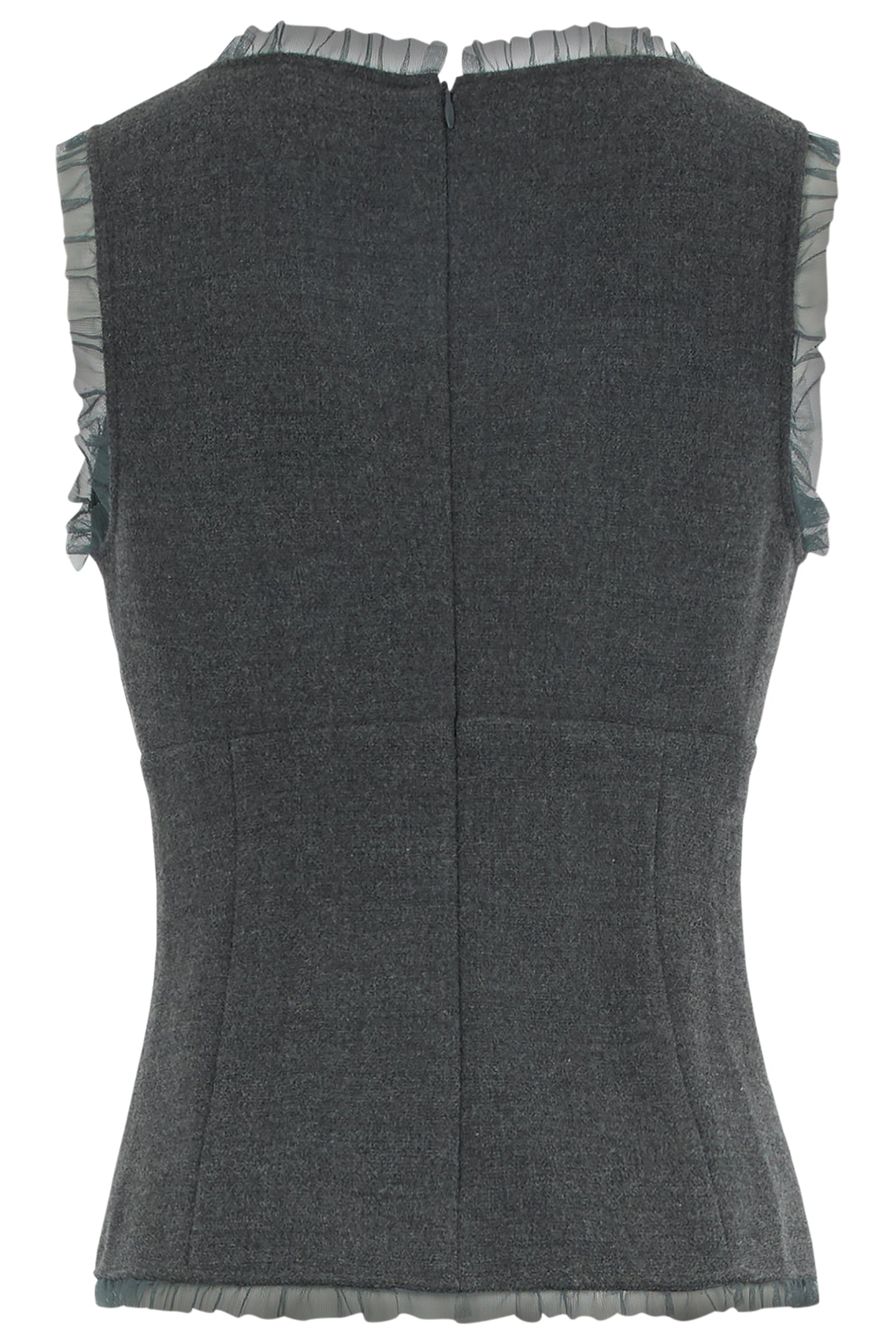 Vintage 2000's Miu Miu Wool Grey Ruffle Fitted Vest