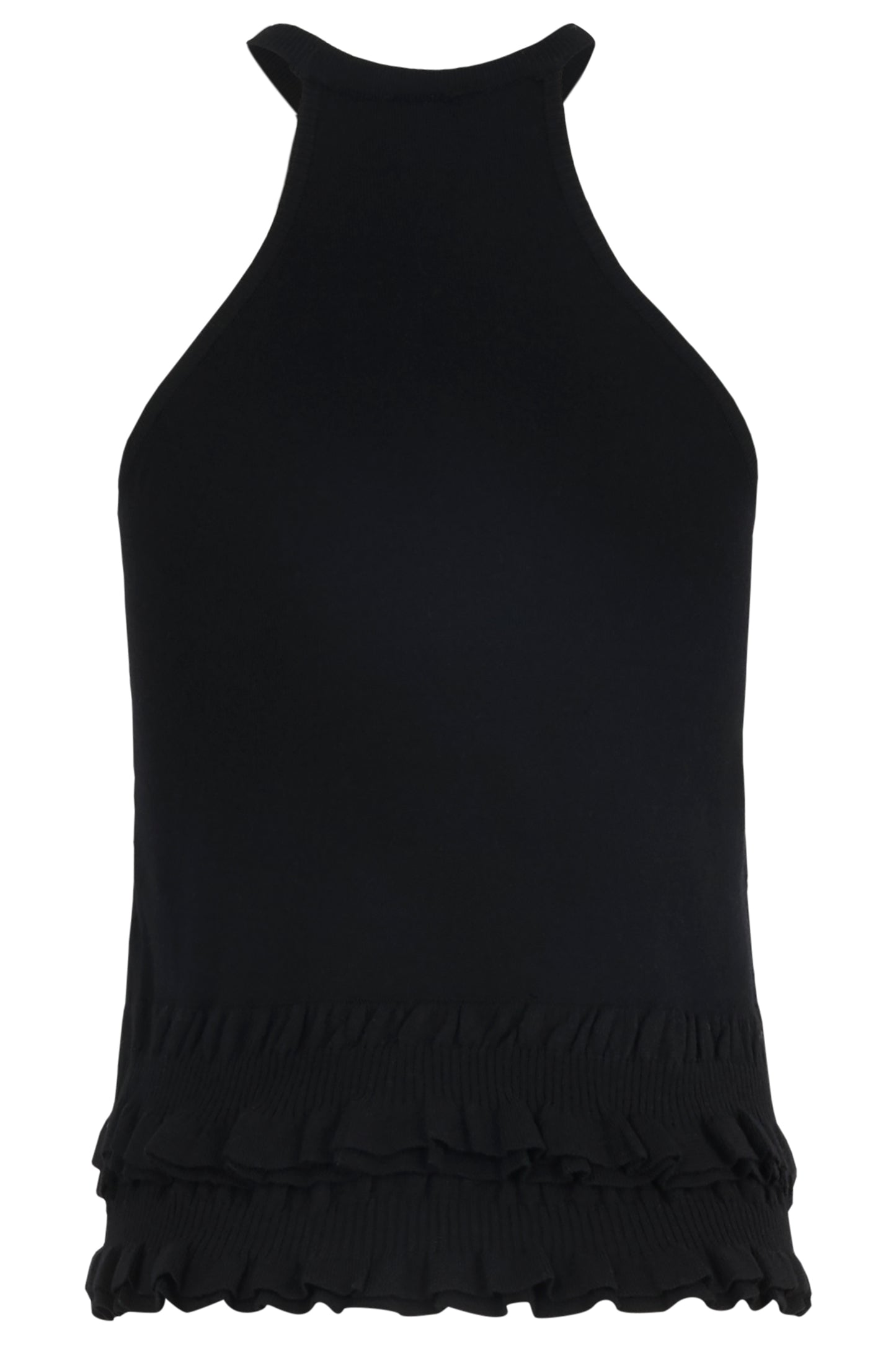 Vintage Chanel Black Wool Ruffles Tank Top
