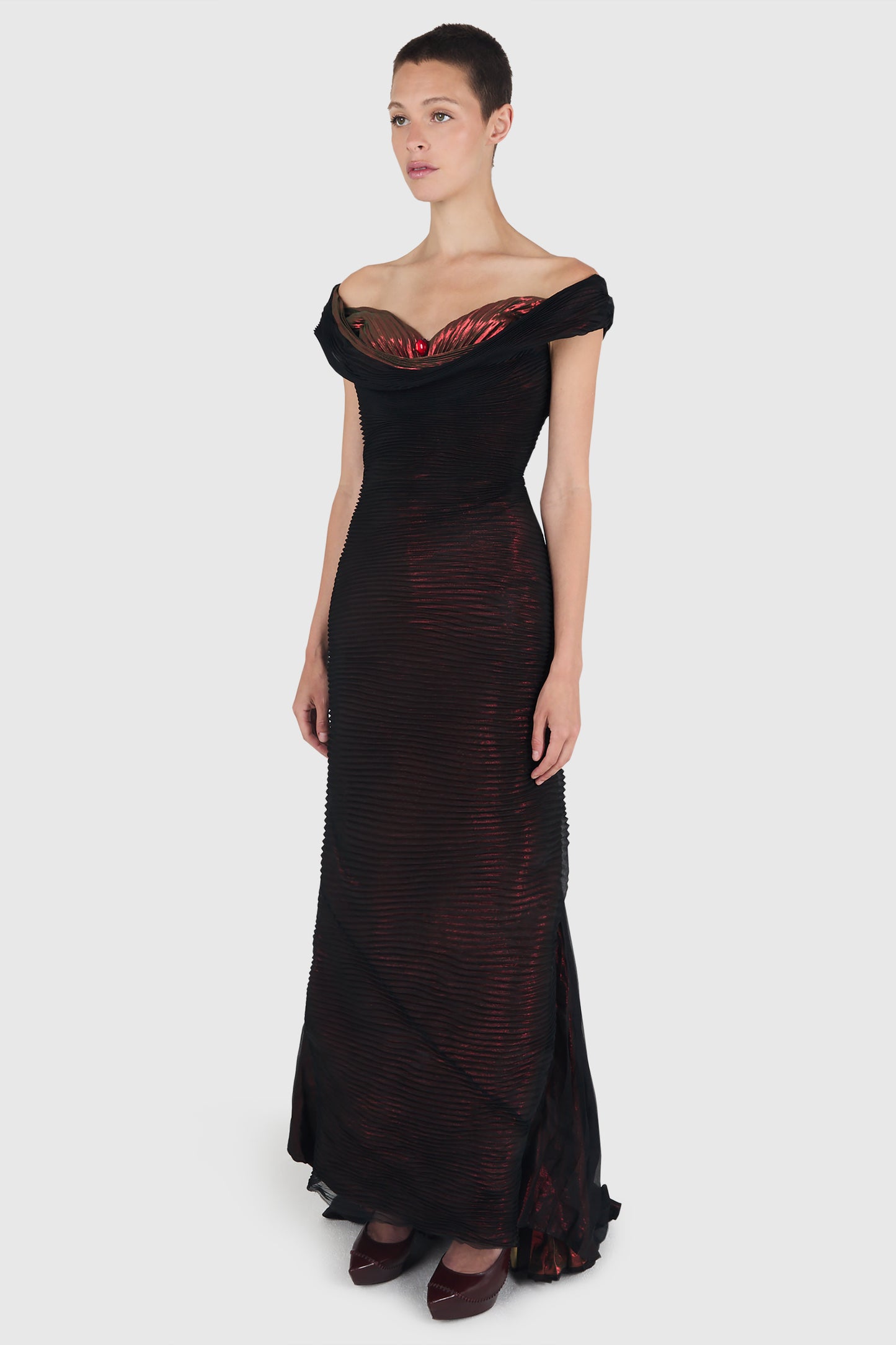 Vintage 1980's Anthony Price Pleated Lamé Gown