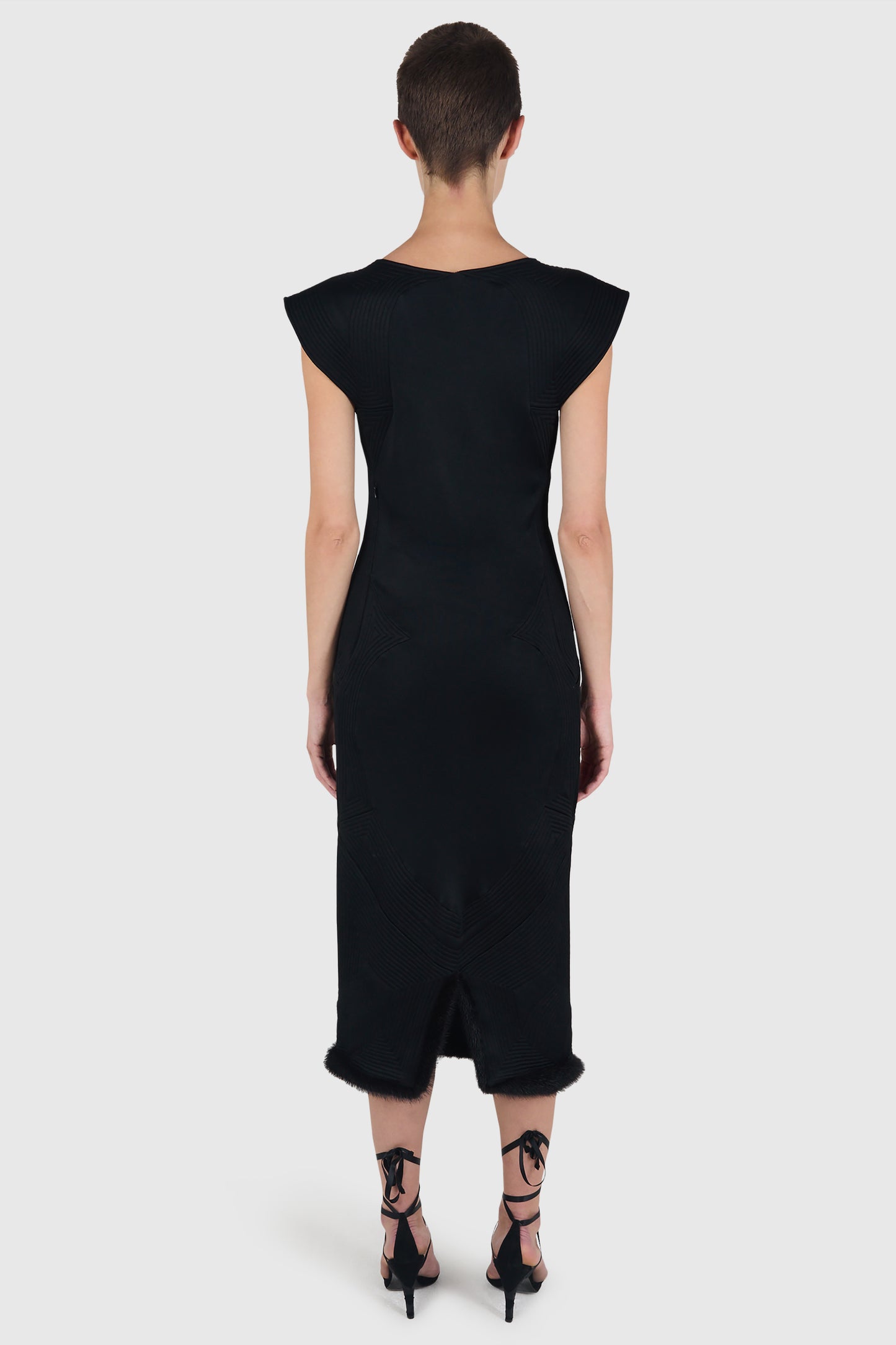 Vintage Yves Saint Laurent F/W Tom Ford 2004 Black Dress With Mink Trim
