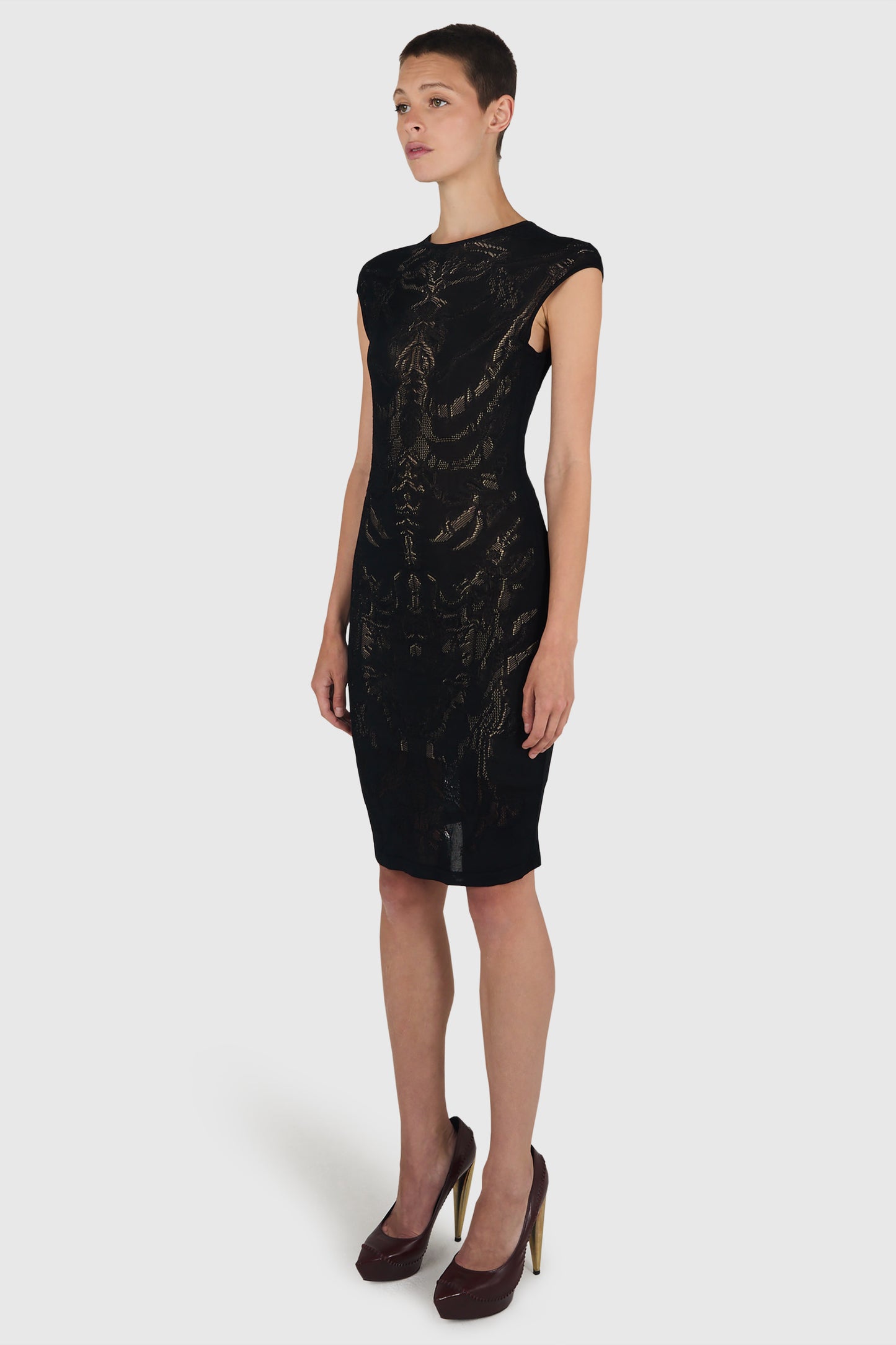 Vintage Alexander Mcqueen Circa 2010 Skeleton Black Dress