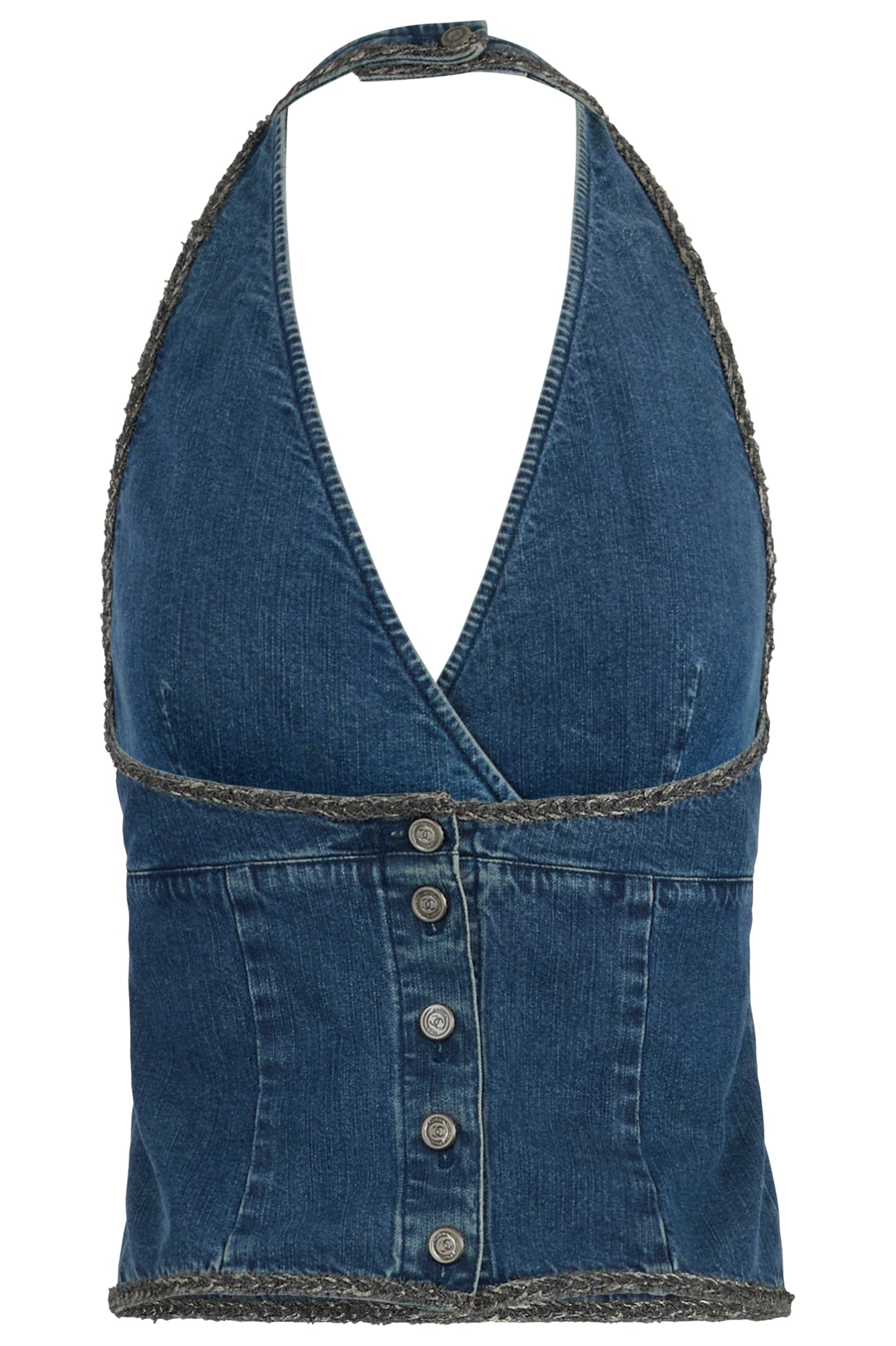 Vintage Chanel 2000's Denim Halterneck Top