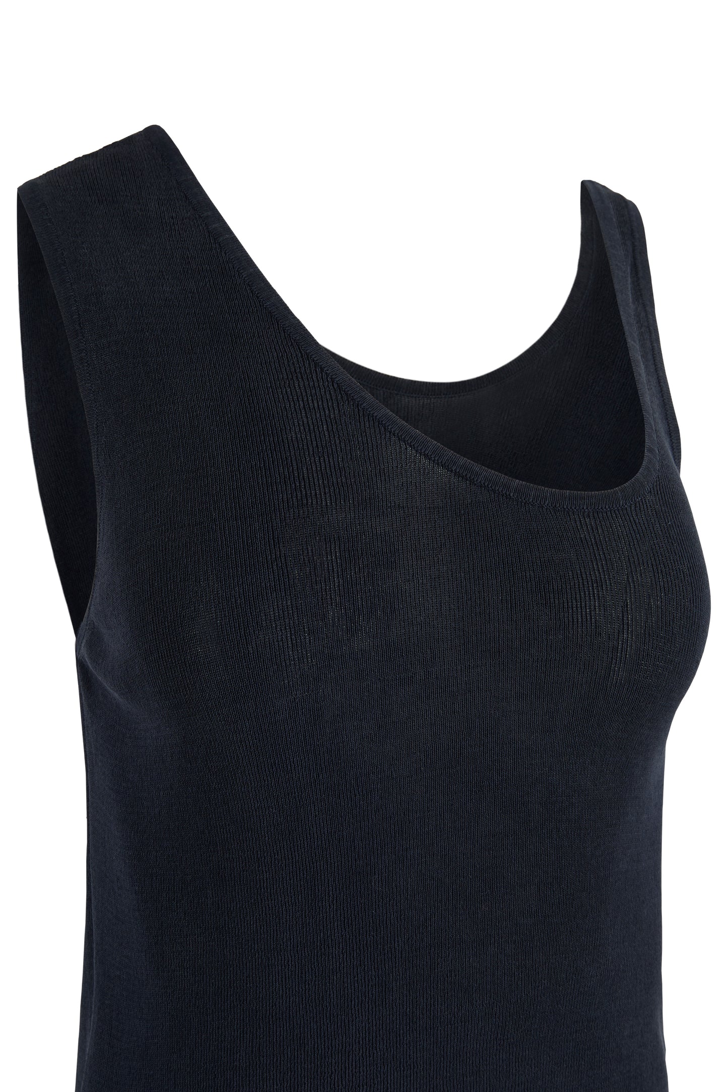 Vintage 1998 Gucci Navy Blue Silk Asymmetrical Tank Top
